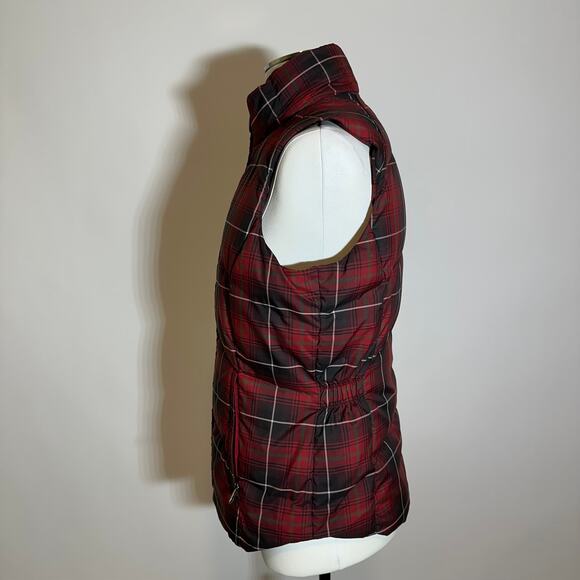 Eddie Bauer Red Tartan Plaid Premium Goose Down Puffer Vest Jacket Zip Womens XS - Picture 3 of 12